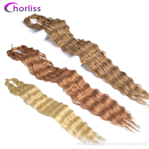 Wholesale Ombre 30 Inch Soft Water Wave Crochet Hair Attachment for Braids Long Deep Wave Synthetic Braiding Hair Extensions